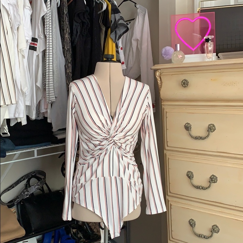 Long sleeve stripped body suit